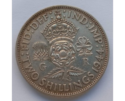 Великобритания 1 флорин (2 шиллинга) 1944 серебро