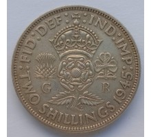 Великобритания 1 флорин (2 шиллинга) 1945 серебро