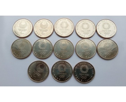 Япония 100 йен 2019-2020. XXXII летние Олимпийские игры, Токио 2020. Набор 13 шт