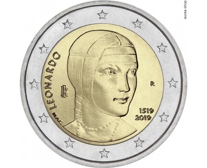Италия 2 евро 2019. 500 лет со дня смерти Леонардо да Винчи