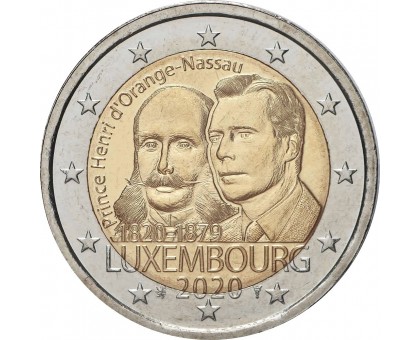 Люксембург 2 евро 2020. 200 лет со дня рождения принца Генриха Оранско-Нассауского