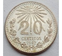 Мексика 20 сентаво 1942 серебро