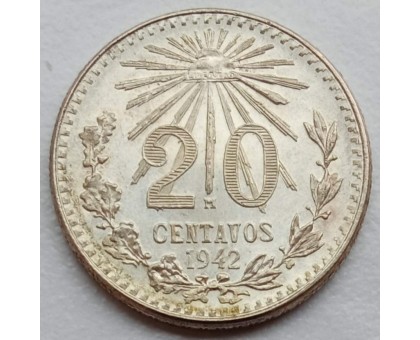 Мексика 20 сентаво 1942 серебро
