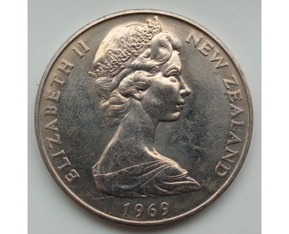 Новая Зеландия 1 доллар 1969. 200 лет путешествию Капитана Кука