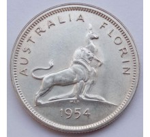 Австралия 2 шиллинга (флорин) 1954. Королевский визит в Австралию серебро