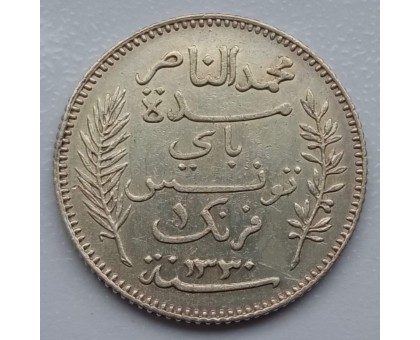 Тунис 1 франк 1912 серебро