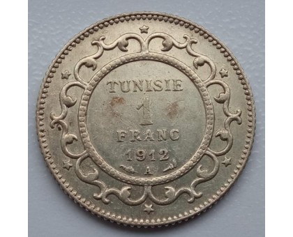Тунис 1 франк 1912 серебро
