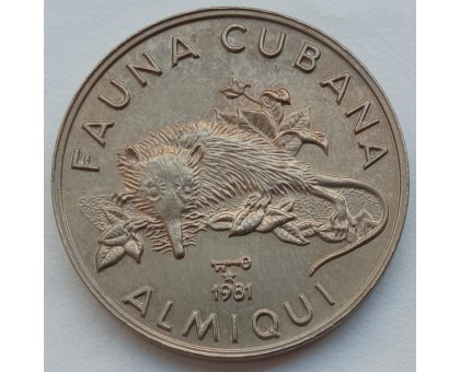 Куба 1 песо 1981. Фауна Кубы - Кубинский щелезуб
