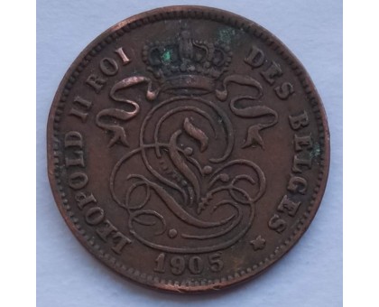 Бельгия 2 сантима 1905 Des Belges