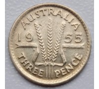 Австралия 3 пенса 1955 серебро