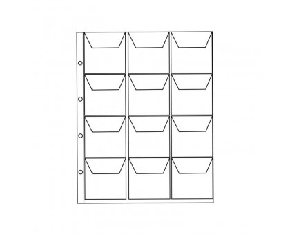 Лист для монет на 12 ячеек. Формат Numis