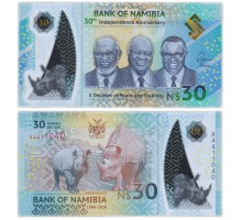 Намибия 30 долларов 2020. 30 лет Независимости, полимер