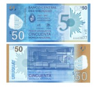 Уругвай 50 песо 2017 полимер