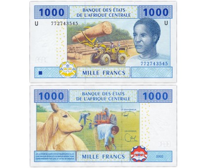 Центральная Африка 1000 франков 2002 (литера U Камерун)