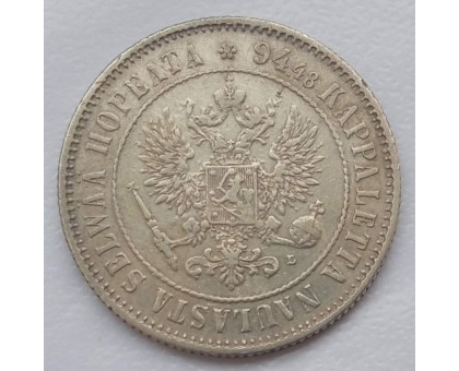 Русская Финляндия 1 марка 1893 серебро