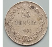 Русская Финляндия 25 пенни 1909 серебро