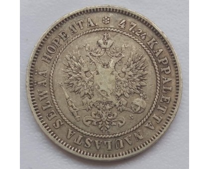 Русская Финляндия 2 марки 1874 серебро