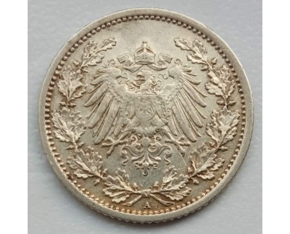 Германия 1/2 марки 1916 A серебро