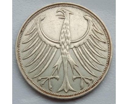 Германия (ФРГ) 5 марок 1958 G серебро