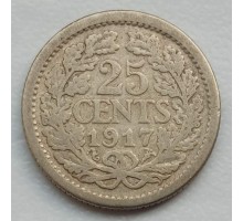 Нидерланды 25 центов 1917 серебро