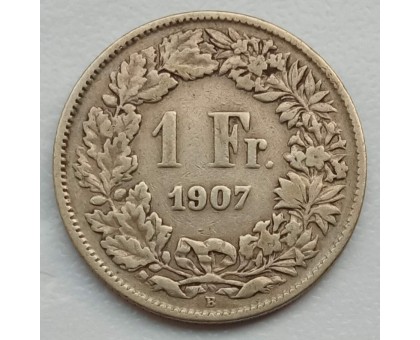 Швейцария 1 франк 1907 серебро