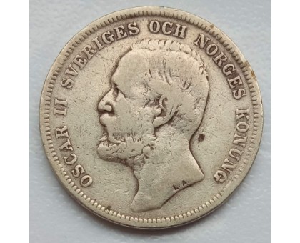 Швеция 1 крона 1890 серебро