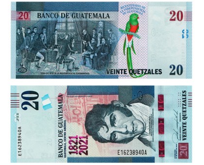 Гватемала 20 кетцаль 2020 (2021). 200 лет независимости