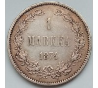 Русская Финляндия 1 марка 1874 серебро