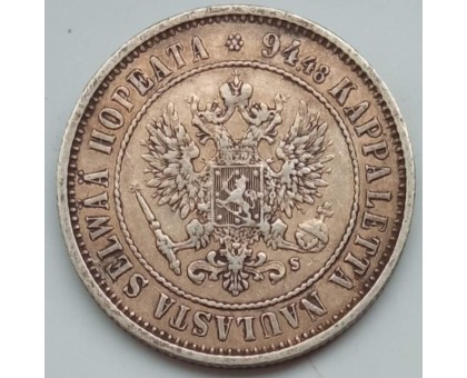 Русская Финляндия 1 марка 1874 серебро