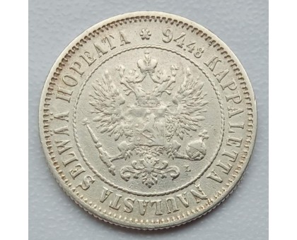 Русская Финляндия 1 марка 1890 серебро