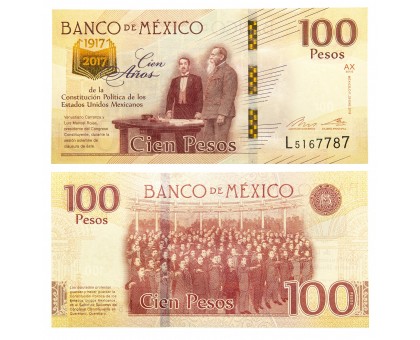 Мексика 100 песо 2016 (2017). 100 лет конституции 5 февраля 1917 г.