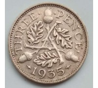 Великобритания 3 пенса 1935 серебро