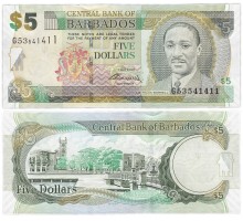 Барбадос 5 долларов 2007-2012