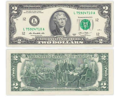 США 2 доллара 2013 L (Сан Франциско)