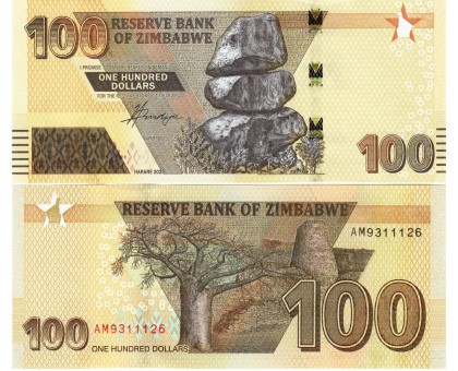 Зимбабве 100 долларов 2020-2023