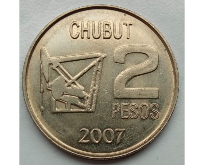 Аргентина 2 песо 2007. 100 лет добыче нефти в Чубуте