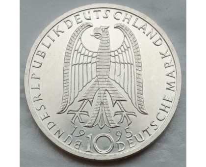 Германия (ФРГ) 10 марок 1995. 50 лет в мире и согласии, серебро