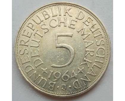 Германия (ФРГ) 5 марок 1964 J серебро