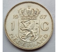 Нидерланды 1 гульден 1967 серебро