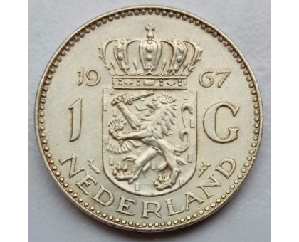 Нидерланды 1 гульден 1967 серебро