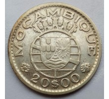 Мозамбик 20 эскудо 1952 серебро