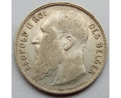 Бельгия 1 франк 1909 серебро