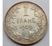 Бельгия 1 франк 1909 серебро