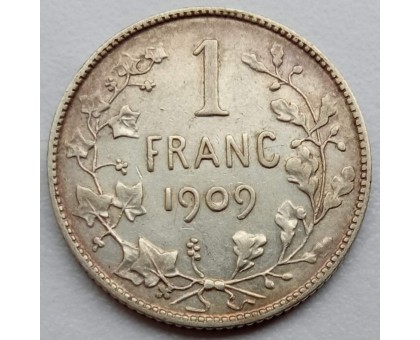 Бельгия 1 франк 1909 (серебро)