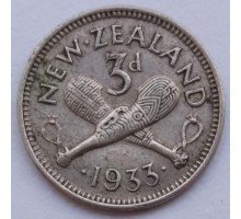 Новая Зеландия 3 пенса 1933 (серебро)