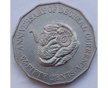 Австралия 50 центов 1991. 25 лет переходу на десятичную систему