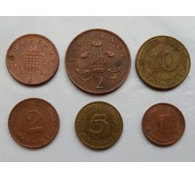 Набор монет Великобритании и Германии (ФРГ). 6 шт