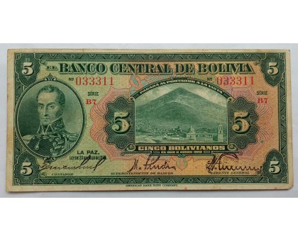 Боливия 5 боливиано 1928