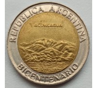 Аргентина 1 песо 2010. 200 лет Аргентине - вулкан Аконкагуа