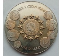 Либерия 5 долларов 2002. Новые монеты Ватикана